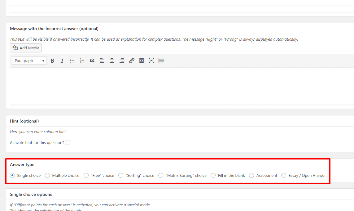 questions du quiz learndash
