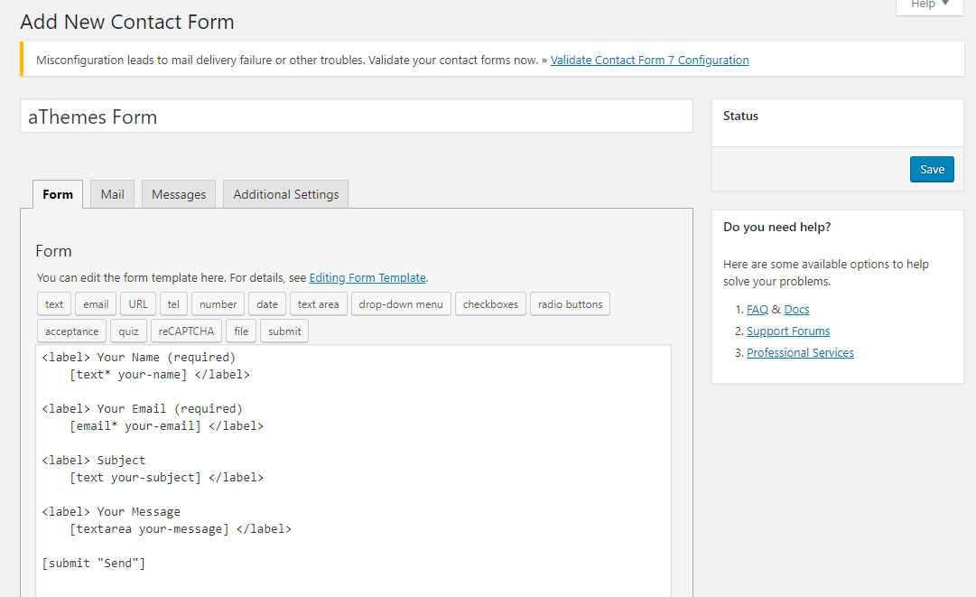 Antarmuka Formulir Kontak 7