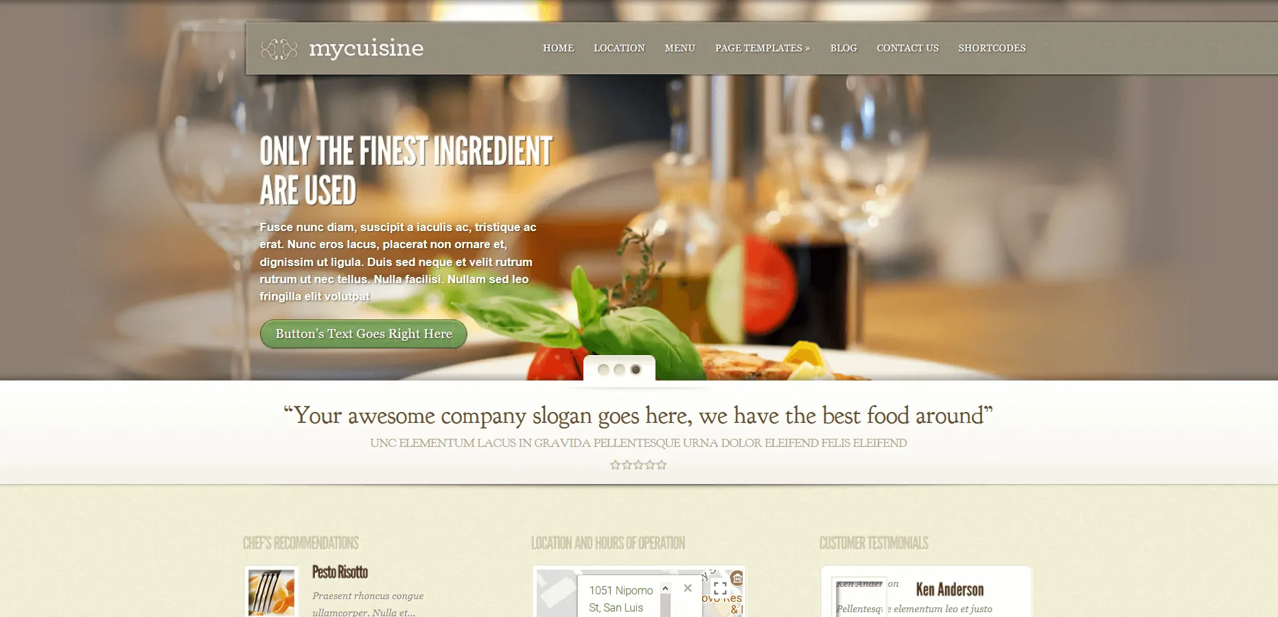 il mio tema wordpress della cucina