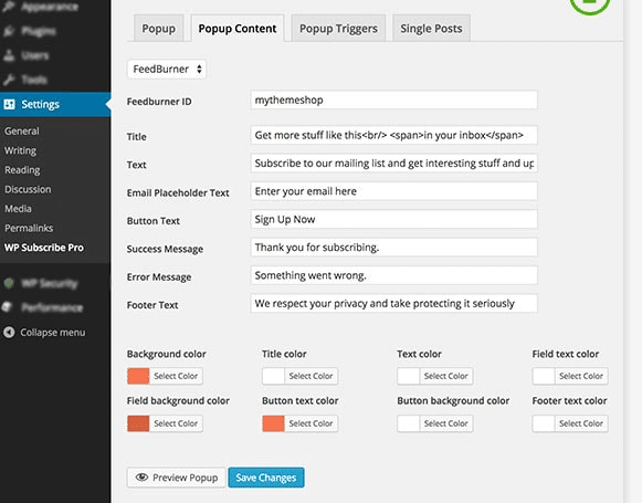 Interfaccia WP Iscriviti Pro
