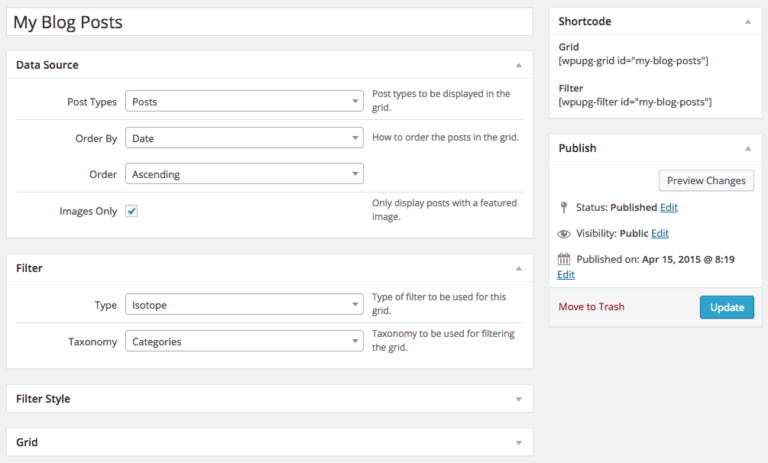 WP Ultimate Post Grid eklenti filtreleri