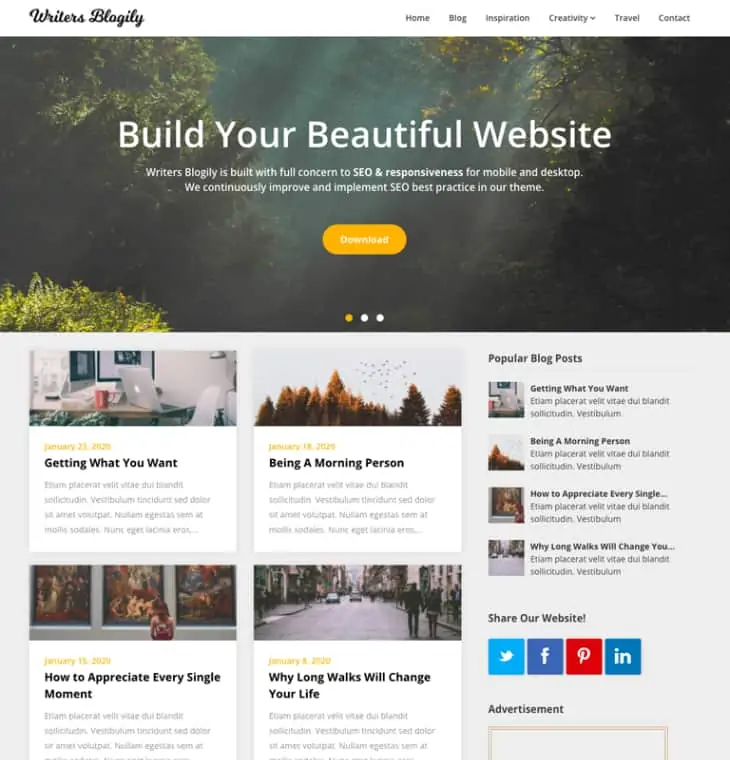 موضوع الكتاب Blogily WordPress