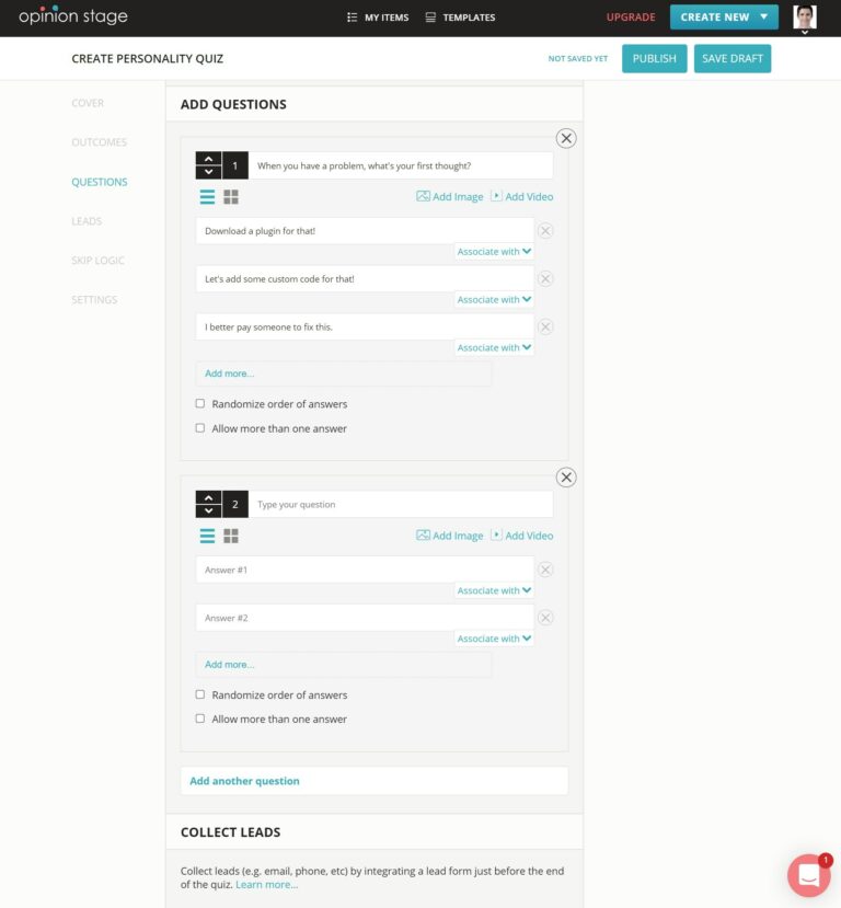 質問を追加する意見段階