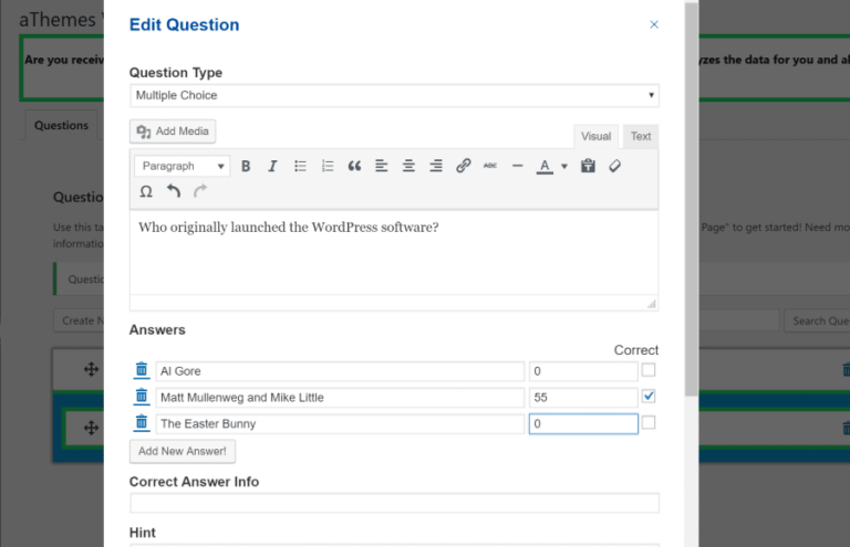 クイズと調査マスターインターフェイス