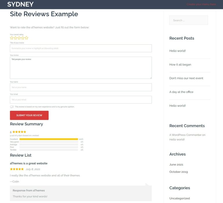 Exemplu de recenzii de site