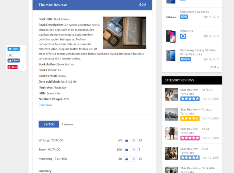 Exemplu WP Review Pro