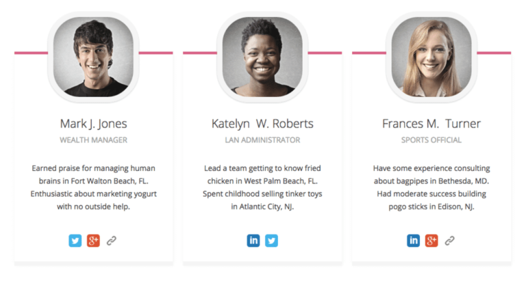 Пример членов команды