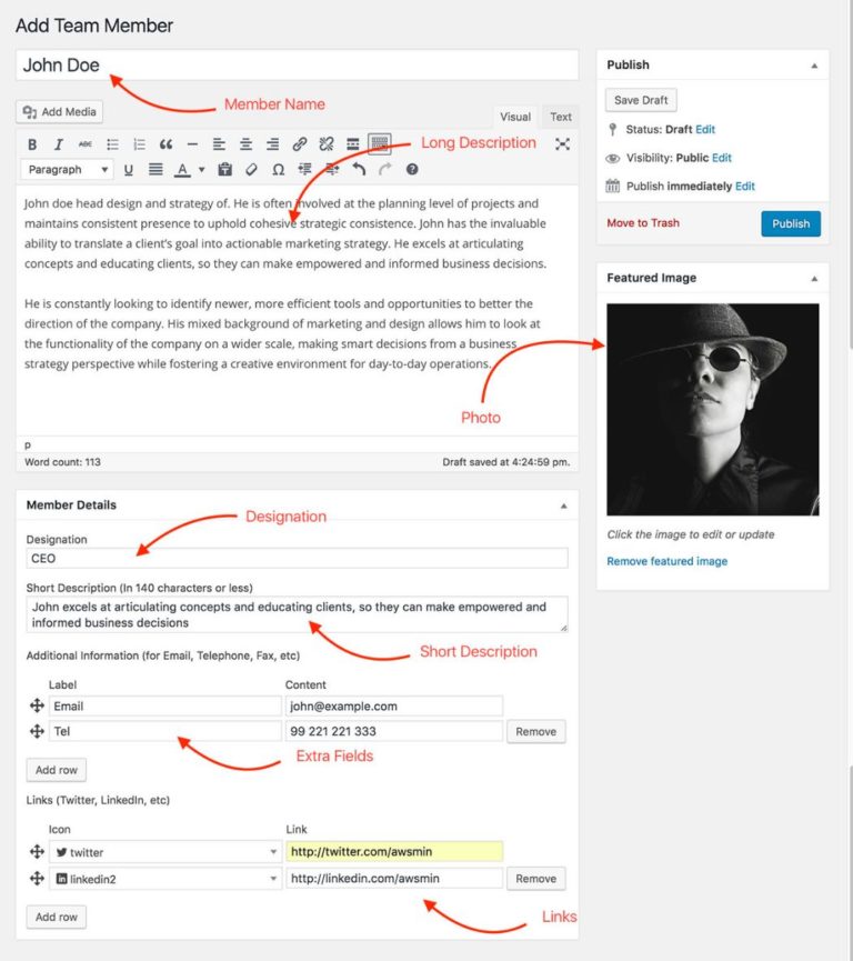 Интерфейс Team Showcase