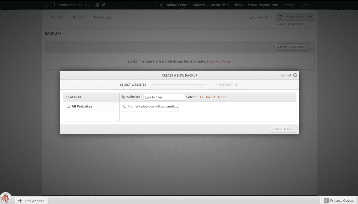 Sauvegardes InfiniteWP