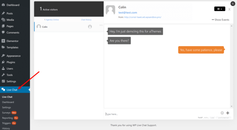 WP 实时聊天支持界面