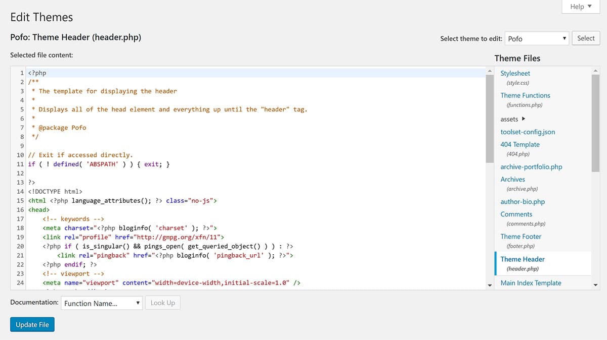 ตัวแก้ไขธีม Pofo