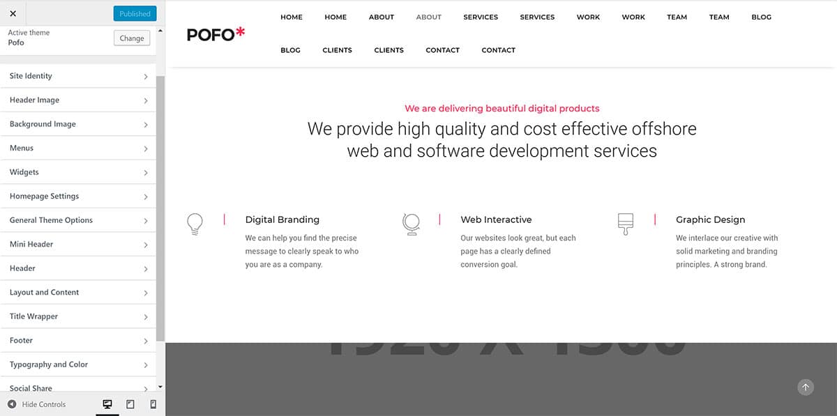 โปรแกรมปรับแต่งธีม Pofo WordPress