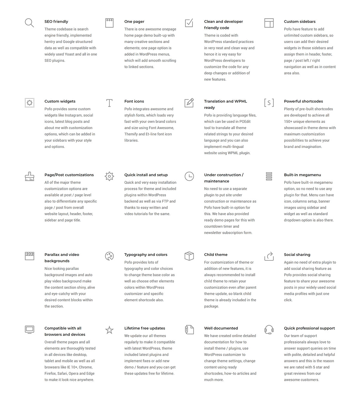 คุณสมบัติ Pofo