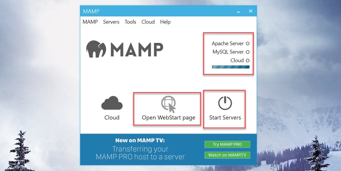 Serveurs de démarrage MAMP