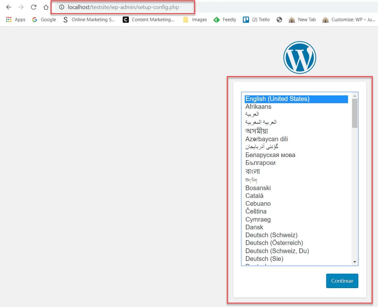 Exécutez l'installation locale de WordPress