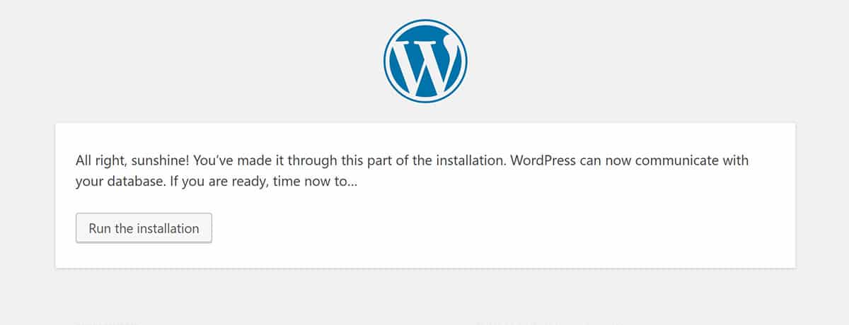 WordPress 설치 마법사 실행