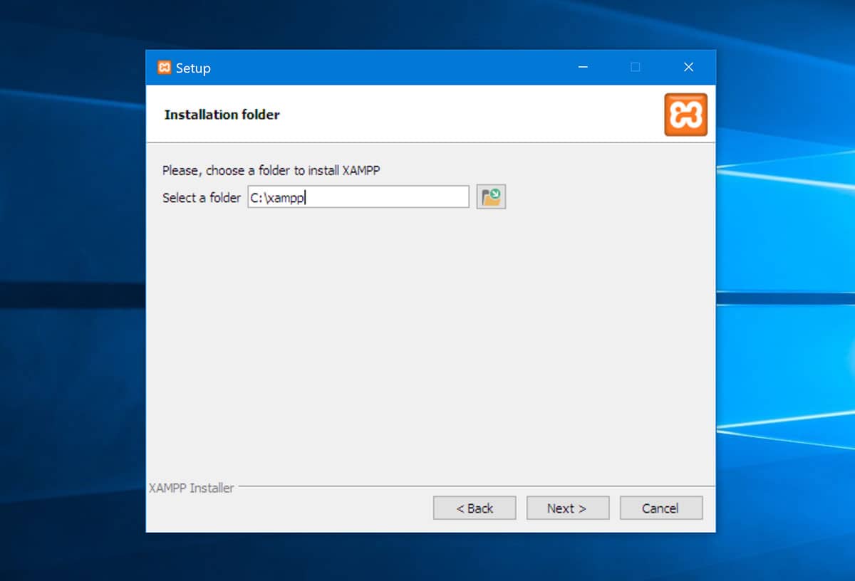 XAMPP 설치 폴더 선택