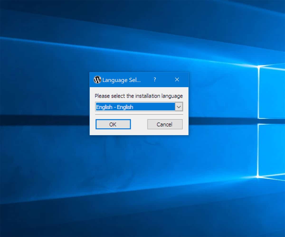 XAMPP Bitnami 설치 프로그램 언어 선택기
