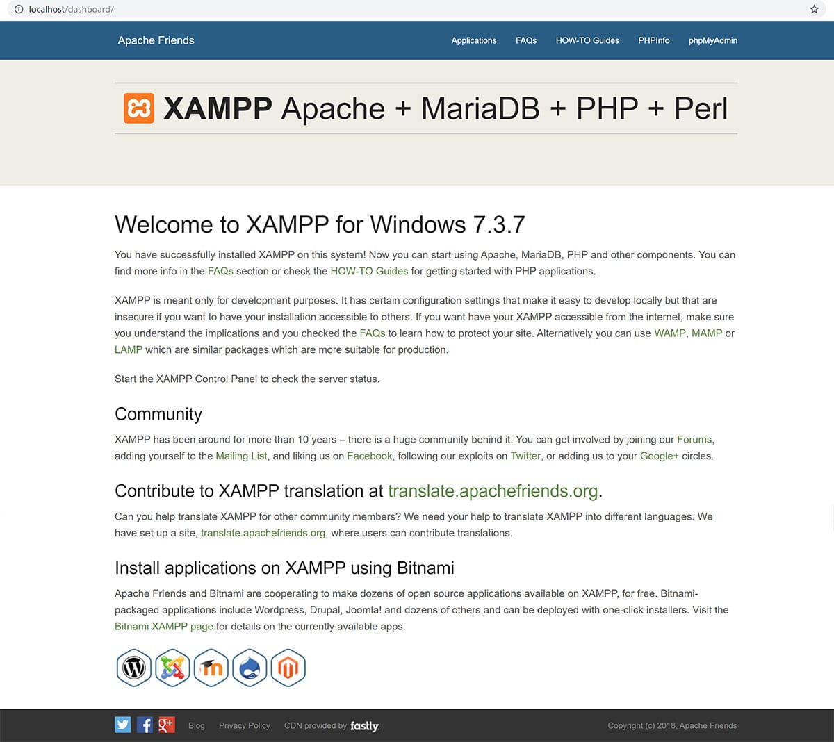 XAMPP 로컬 홈페이지