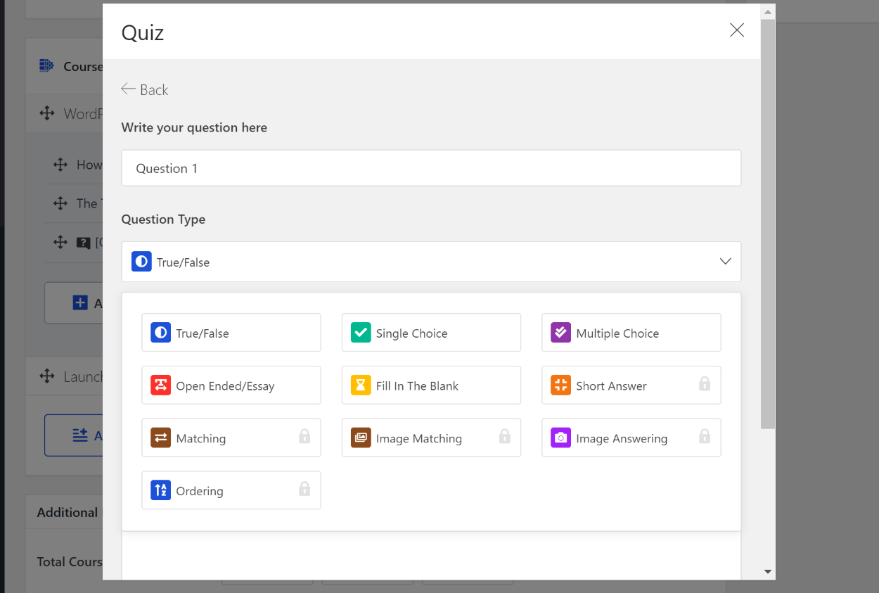 Types de questions de quiz