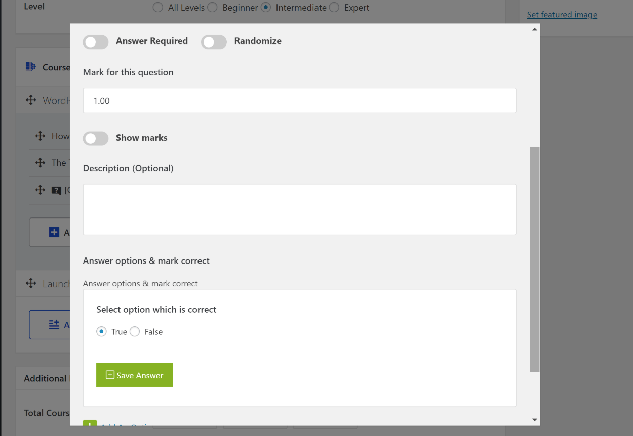Configurer les questions