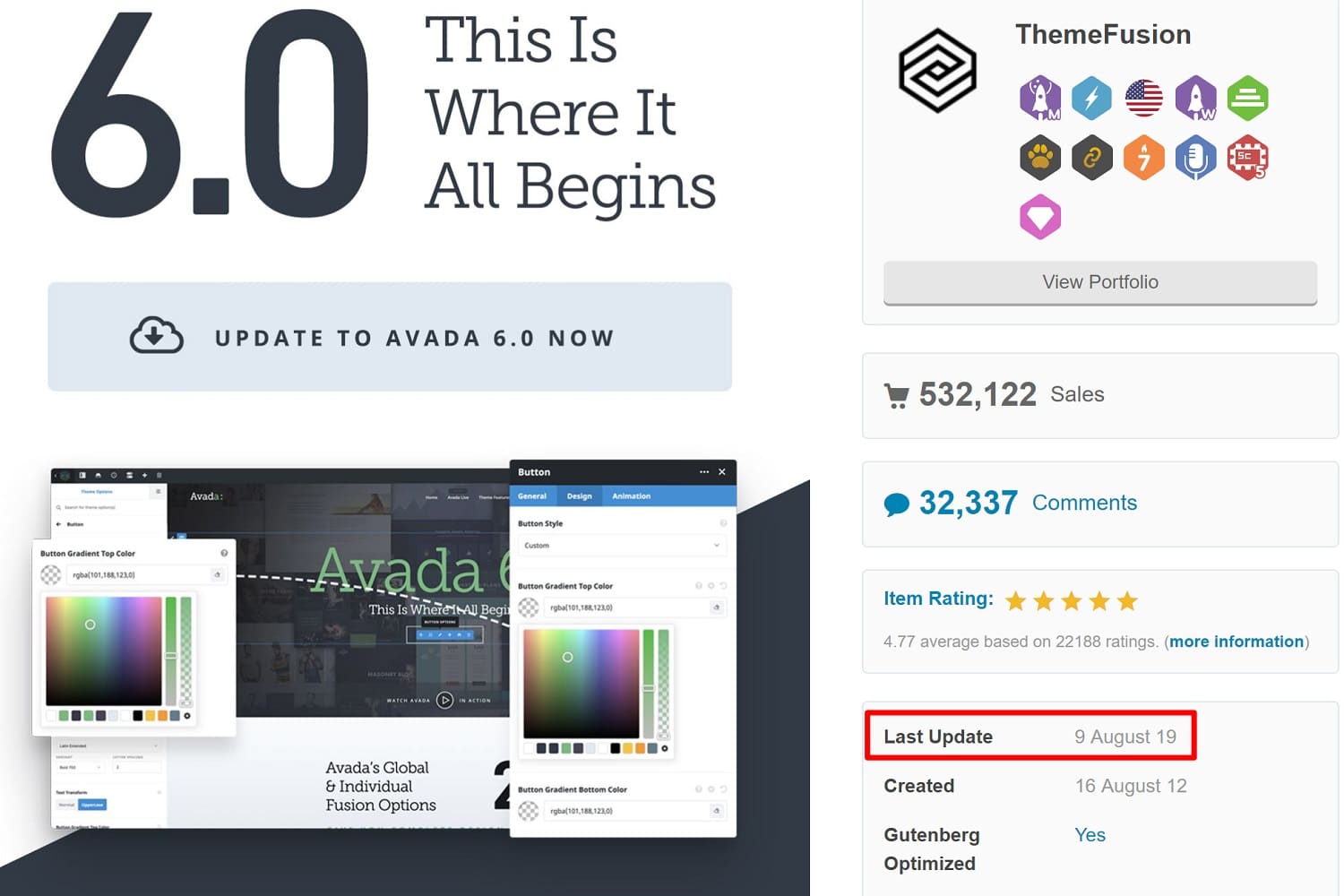 ThemeForest dernière mise à jour