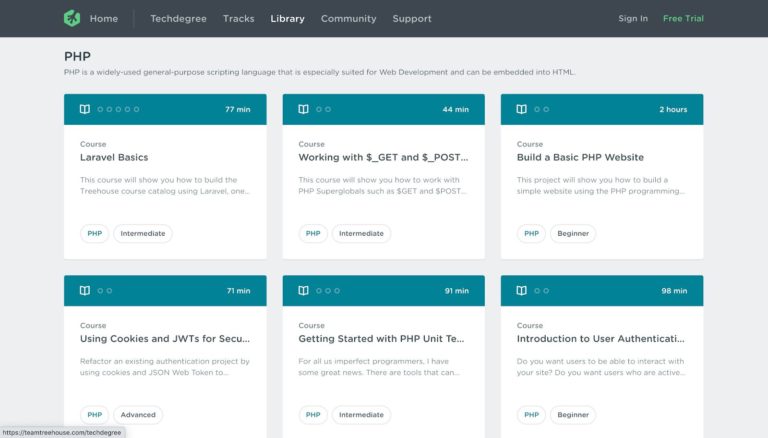Cursos de PHP TreeHouse