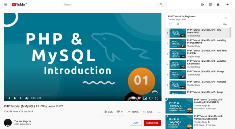Tutorial de PHP por The Net Ninja