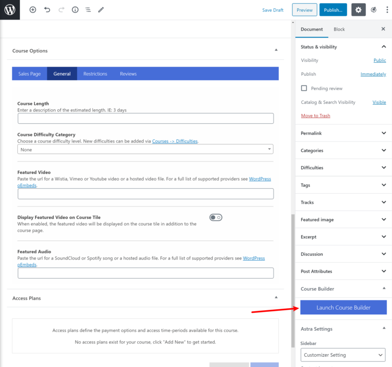 Configuración del curso LifterLMS