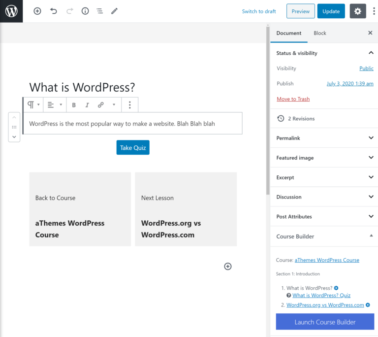 Editor de lecciones de LifterLMS