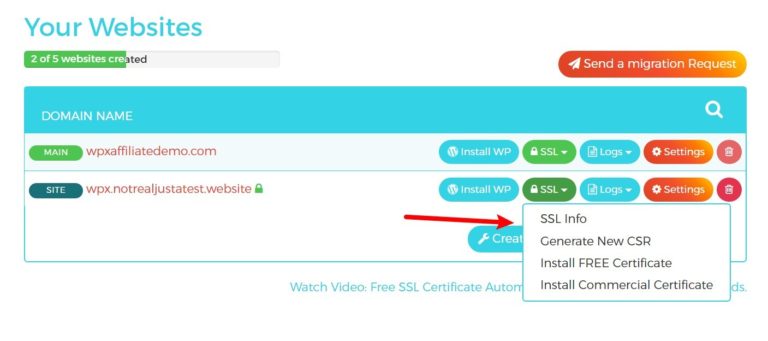 تثبيت شهادة SSL