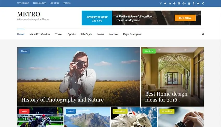 Metro-Magazine Tema gratuito de WordPress