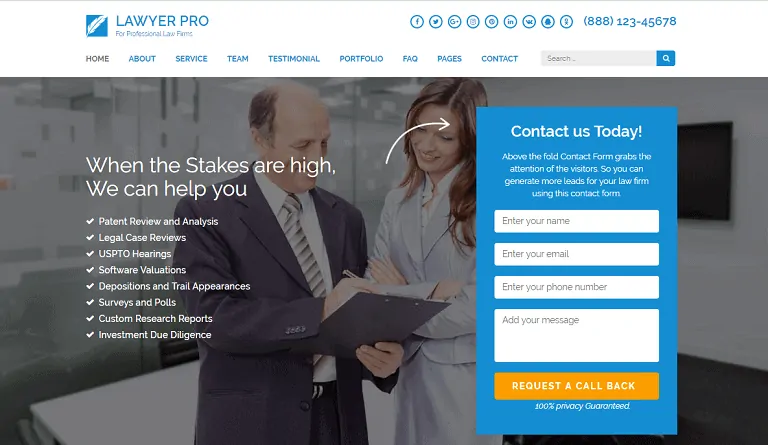 Abogado Landing Page Pro