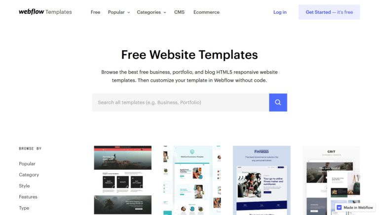 เทมเพลต Webflow ฟรี