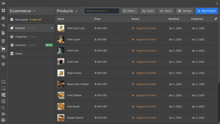 ผลิตภัณฑ์อีคอมเมิร์ซ Webflow