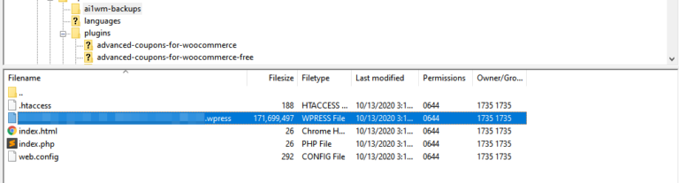 Caricamento di uno snapshot di WordPress tramite FTP