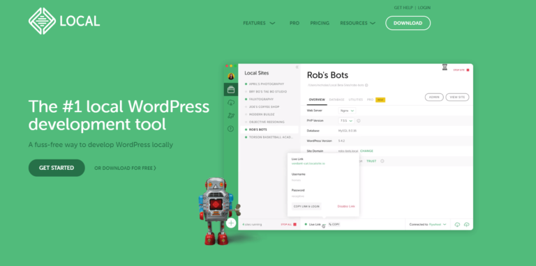 La home page di Local by Flywheel