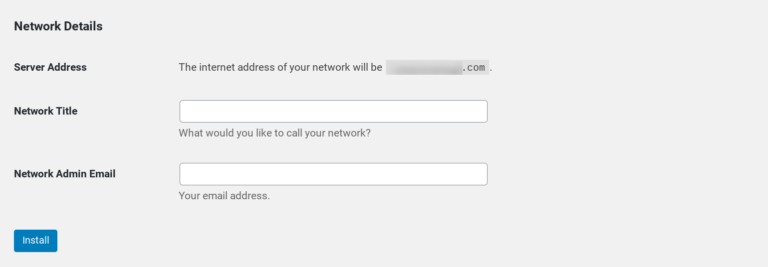Der Abschnitt „Netzwerkdetails“ auf der WordPress-Multisite-Einstellungsseite.