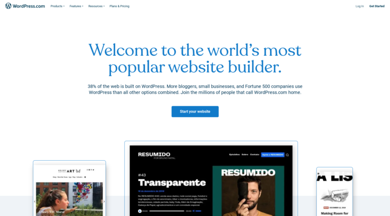 Die WordPress.com-Website.