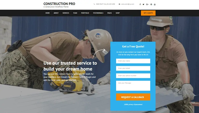 Tema WordPress per impresa edile