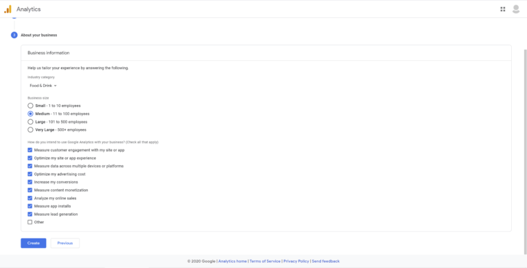 Personalización de la configuración de Google Analytics.