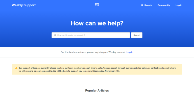 Assistenza clienti Weebly
