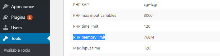 Verifica del limite di memoria PHP del tuo sito web.
