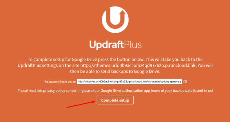 Completa la configurazione di Google Drive