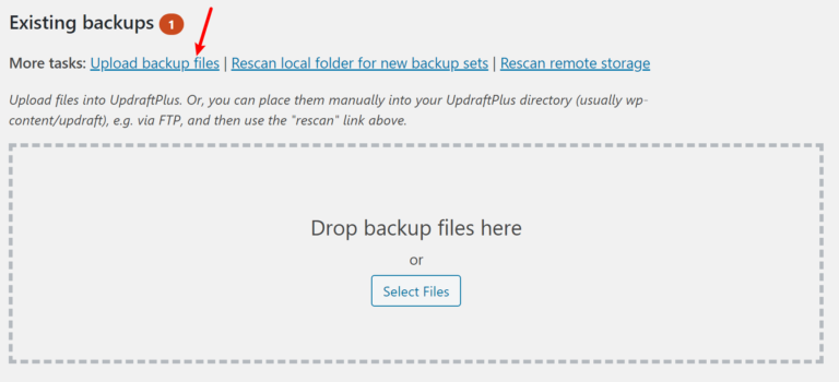 Carica manualmente i file di backup