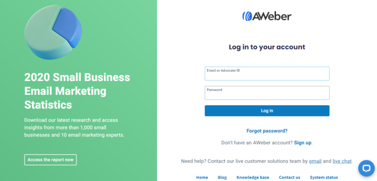 AWeber processo di registrazione