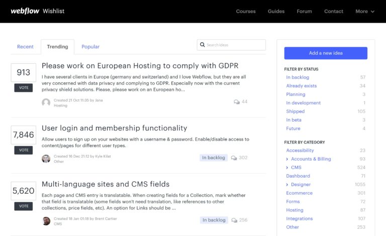 Lista dei desideri del flusso web