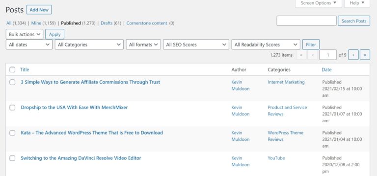 Elenco dei post di WordPress