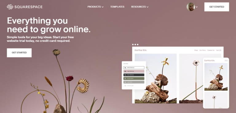 Home page di Squarespace
