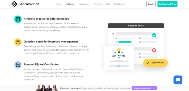 Test e quiz di LearnWorlds